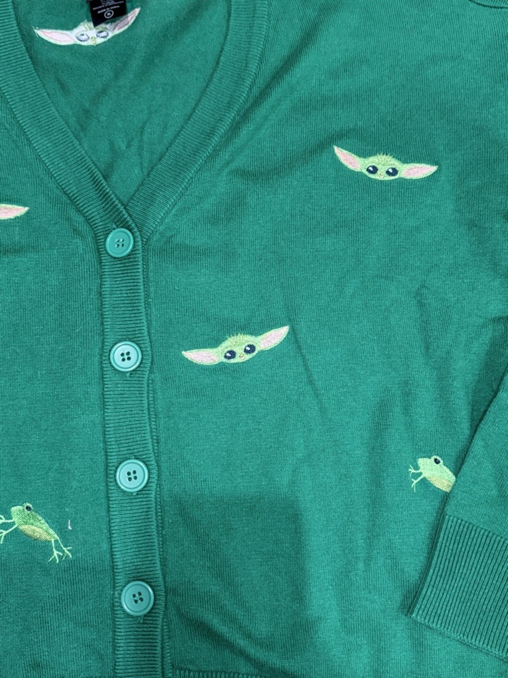 Star Wars Green Grogu Face Button Cardigan - Picture 3 of 4